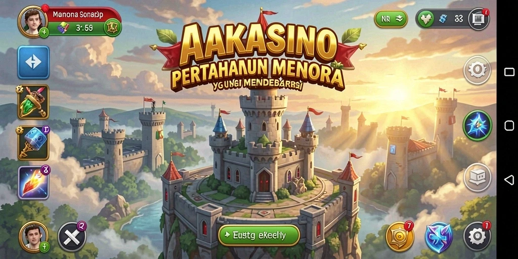 Screenshot AAKASINO menampilkan strategi pertahanan menara yang seru.