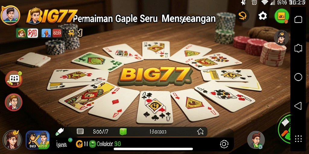 Tampilan gameplay Gaple yang seru dan interaktif dalam BIG77.