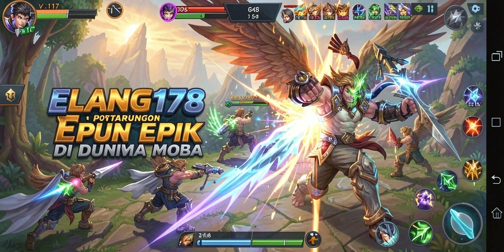 Tampilan seru dan mendebarkan dari gameplay ELANG178 MOBA.