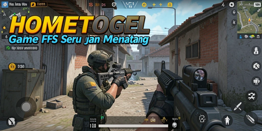 Tampilan gameplay mendebarkan dari HOMETOGEL dengan aksi FPS intens.