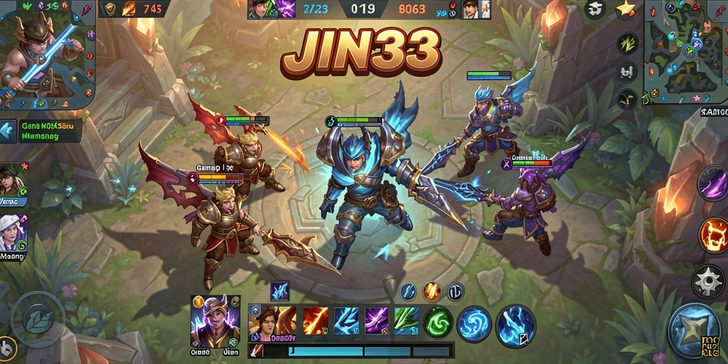 Screenshot JIN33 menampilkan aksi intens di arena MOBA.