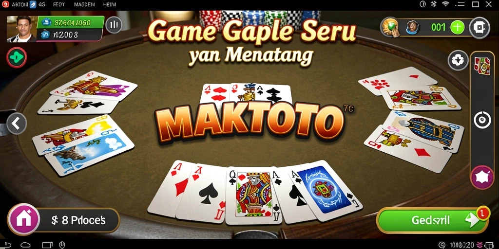 Tampilan gameplay seru MAKTOTO dengan pemain bersaing di papan Gaple.