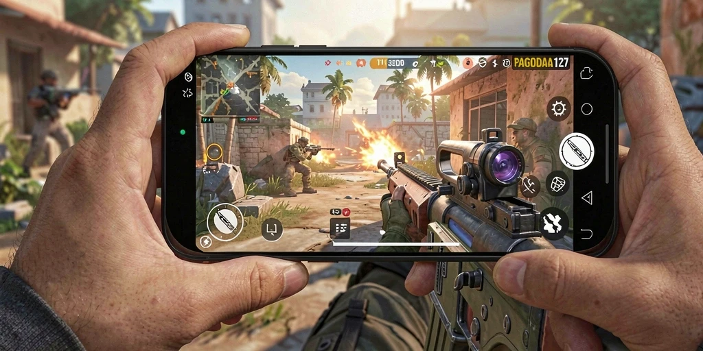 Tangkapan layar gameplay intens dari PAGODA127 dengan aksi tembak-menembak seru.