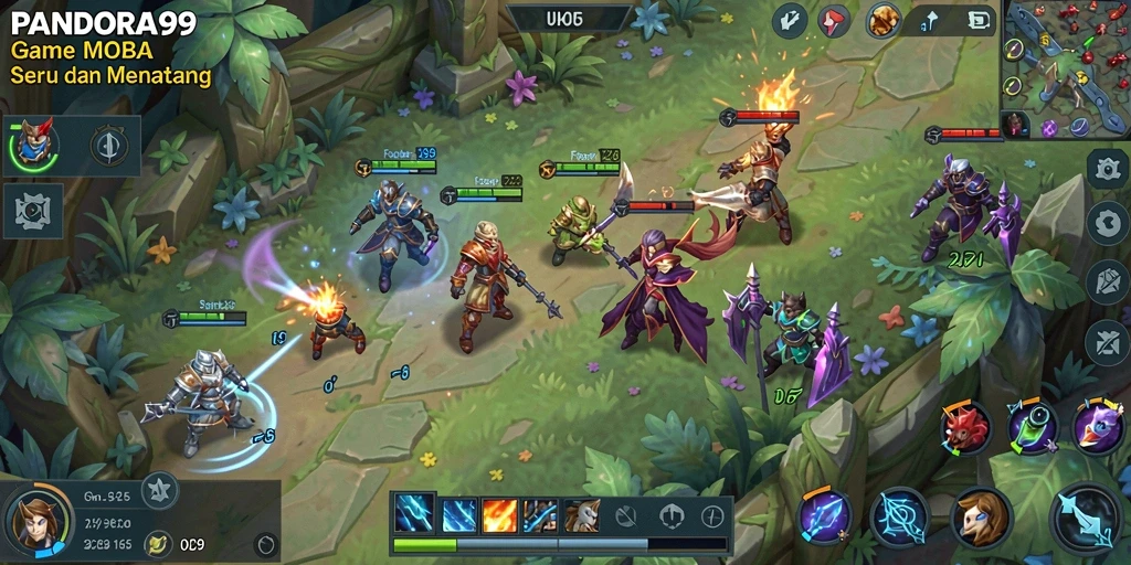 Tampilan gameplay PANDORA99 dengan aksi seru di arena MOBA.