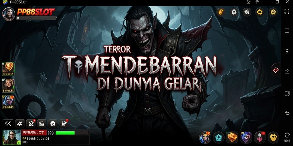 Tampilan gameplay PP88SLOT dengan suasana menegangkan dan menyeramkan.