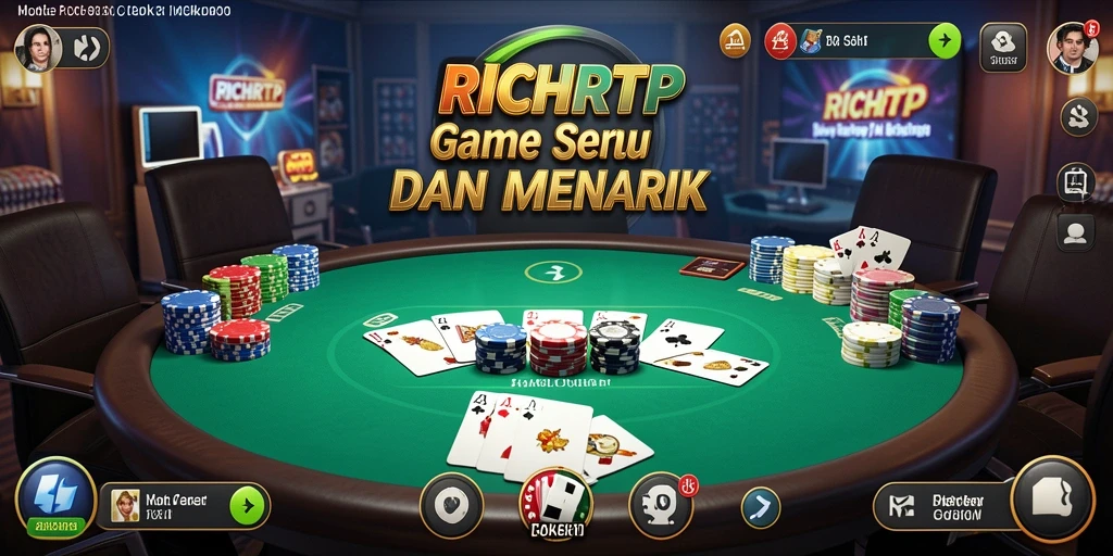 Gameplay seru RICHRTP dengan meja poker yang penuh tantangan.