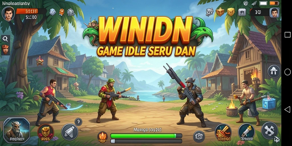 Tangkapan layar gameplay WINIDN yang menampilkan karakter mengumpulkan sumber daya.
